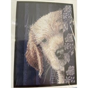 Bucilla Counted Cross Stitch Yellow Labrador Golden Retreiver Guilty Puppy Dog